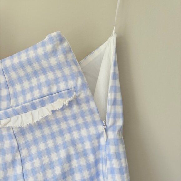 NEW Reformation Janell Two Piece Set Crystal Check Light Blue White | US 2 UK 6 - Picture 10 of 12